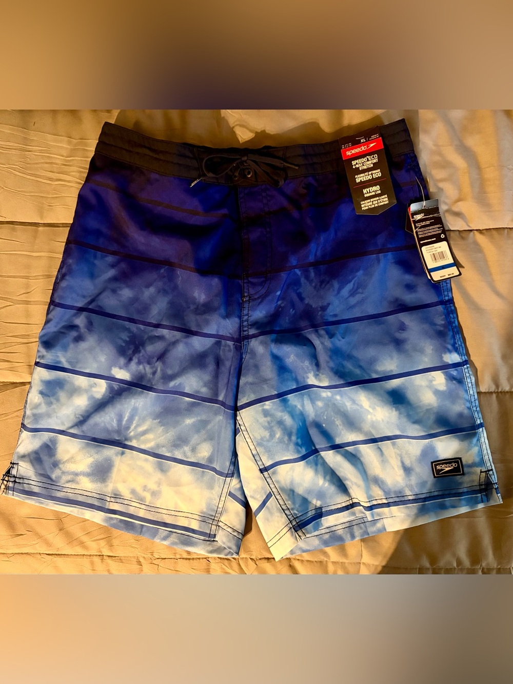 Speedo Men's Blue Ombre Stripe Swim Shorts XL (NWT)